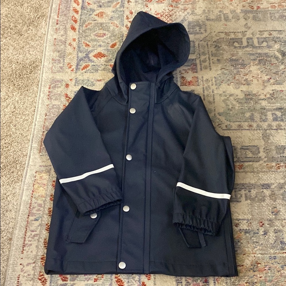 Hanna Andersson - Navy Hooded Kids Jacket with Reflective Stripes
